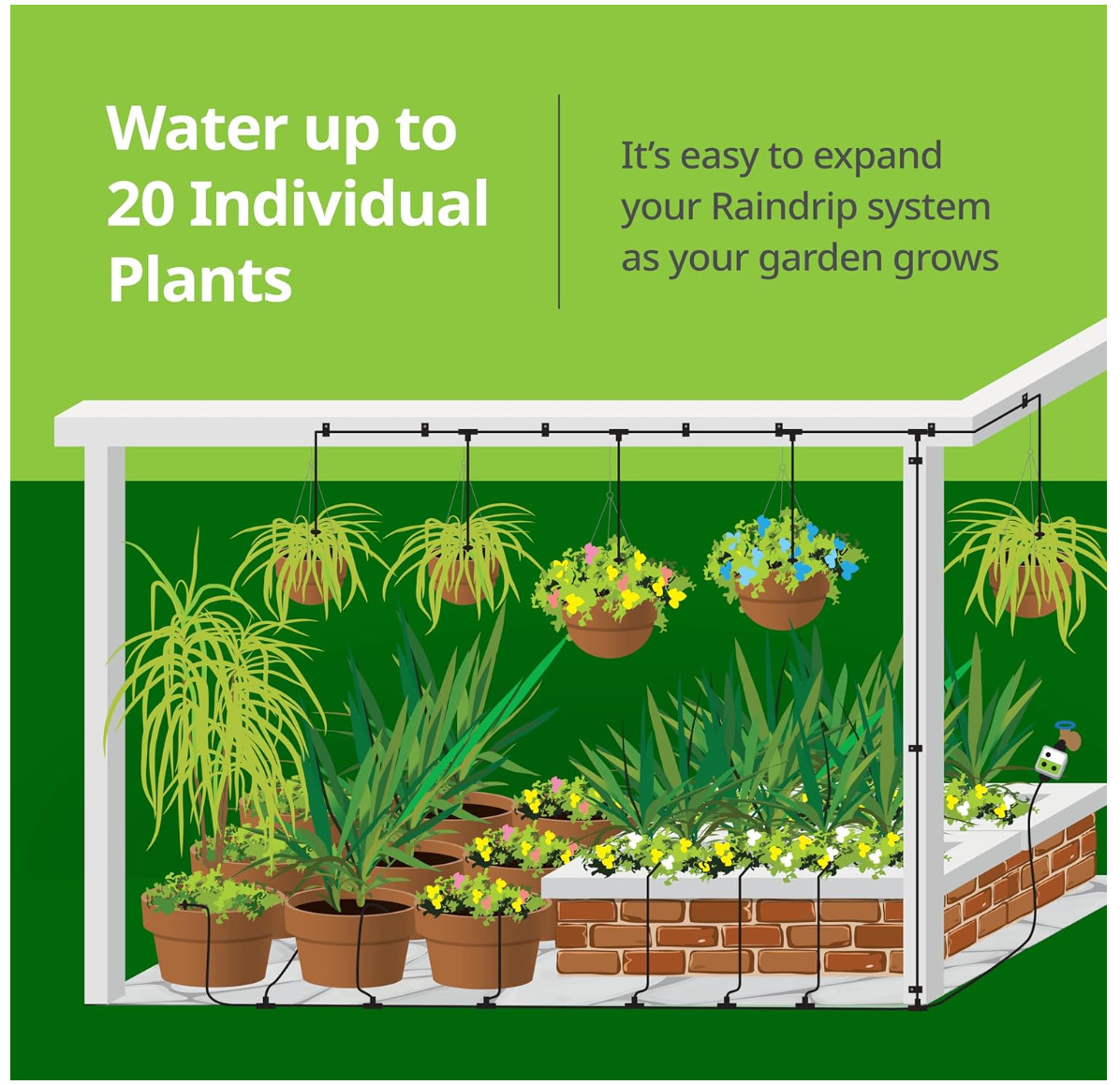 Raindrip R560DP Automatic Watering Kit for Container and Hanging Baskets, Water