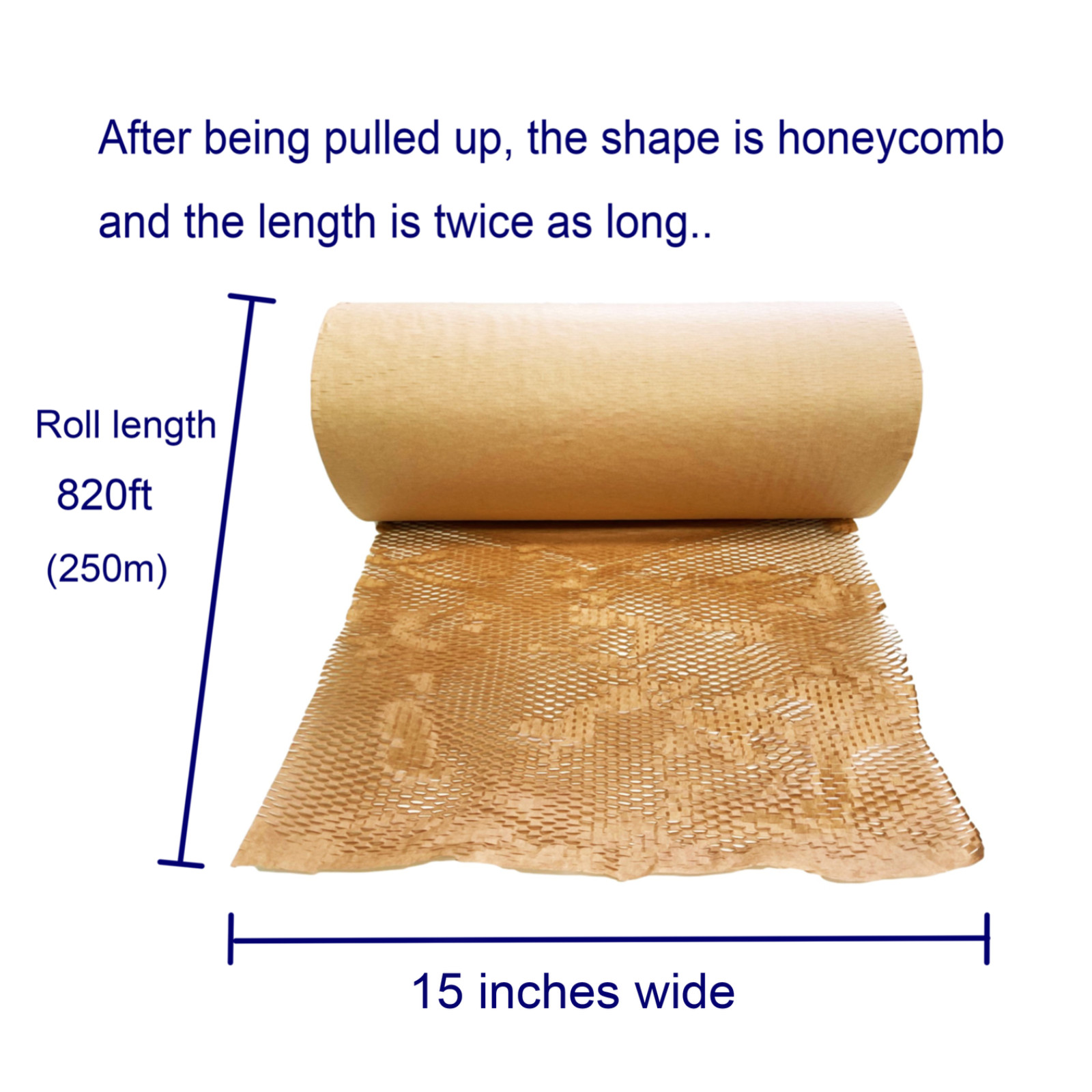 Honeycomb Packing Paper 15″ W X 820 Ft Cushioning Packing Roll Recycled Material