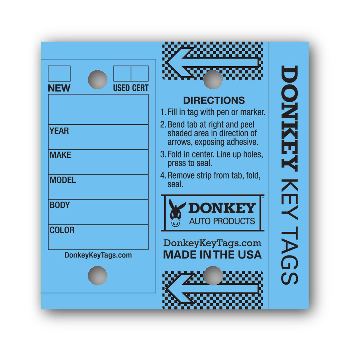 Car Dealer Key Tags (Laminated Self-Protecting) (250 Tags w/ Metal Rings)