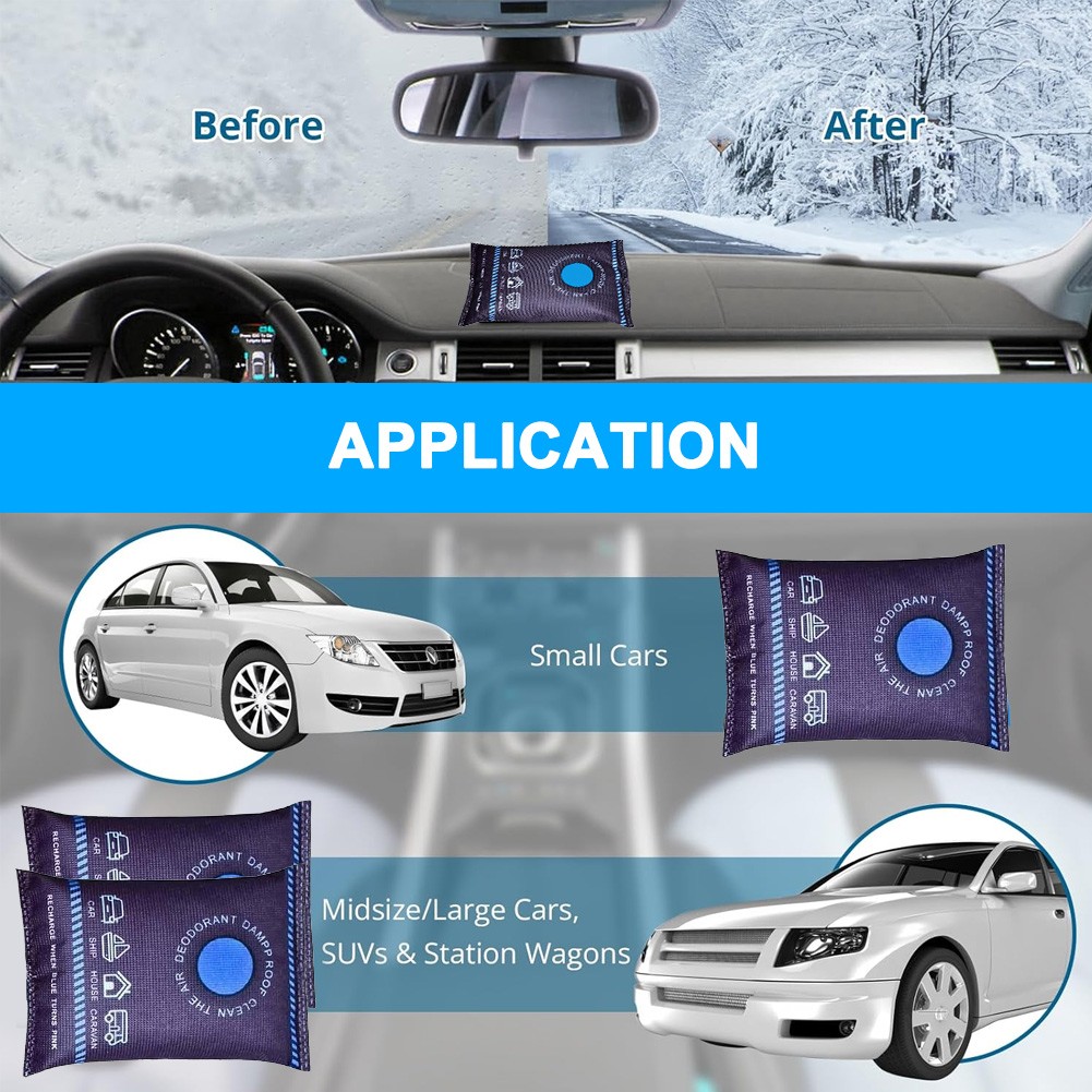 Reusable Silica Gel Car Dehumidifier Bags Windshield & Interior Moisture Control