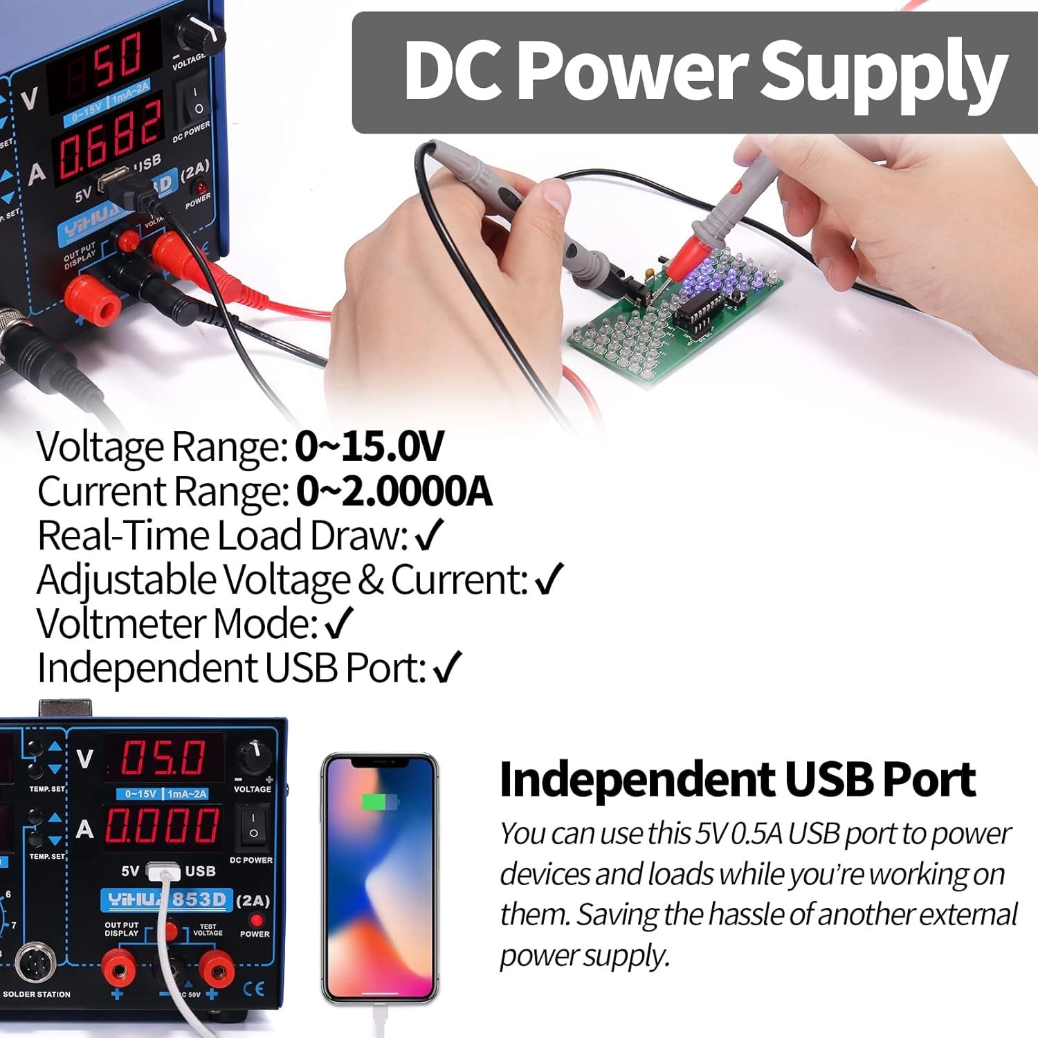 Versatile 3-in-1 Soldering, Rework, and Power Supply Station with PID Control