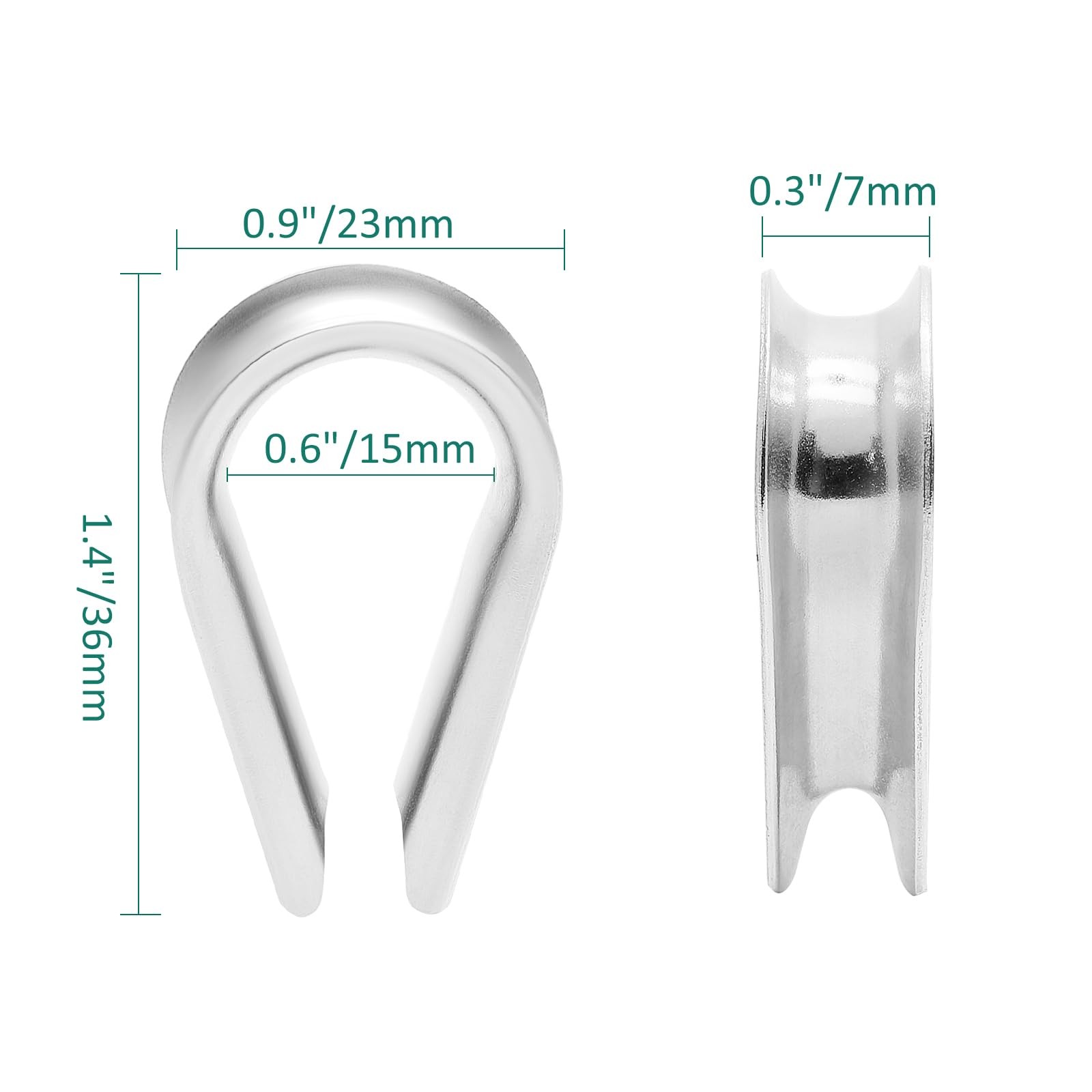 PHITUODA M6 Stainless Steel Thimble for 1/4″ Wire Rope Cable