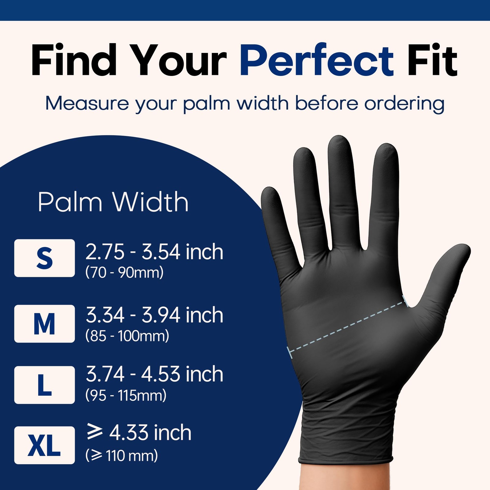 Supmedic Disposable Nitrile Gloves, Chemical Resistant, Large, Large (Black)