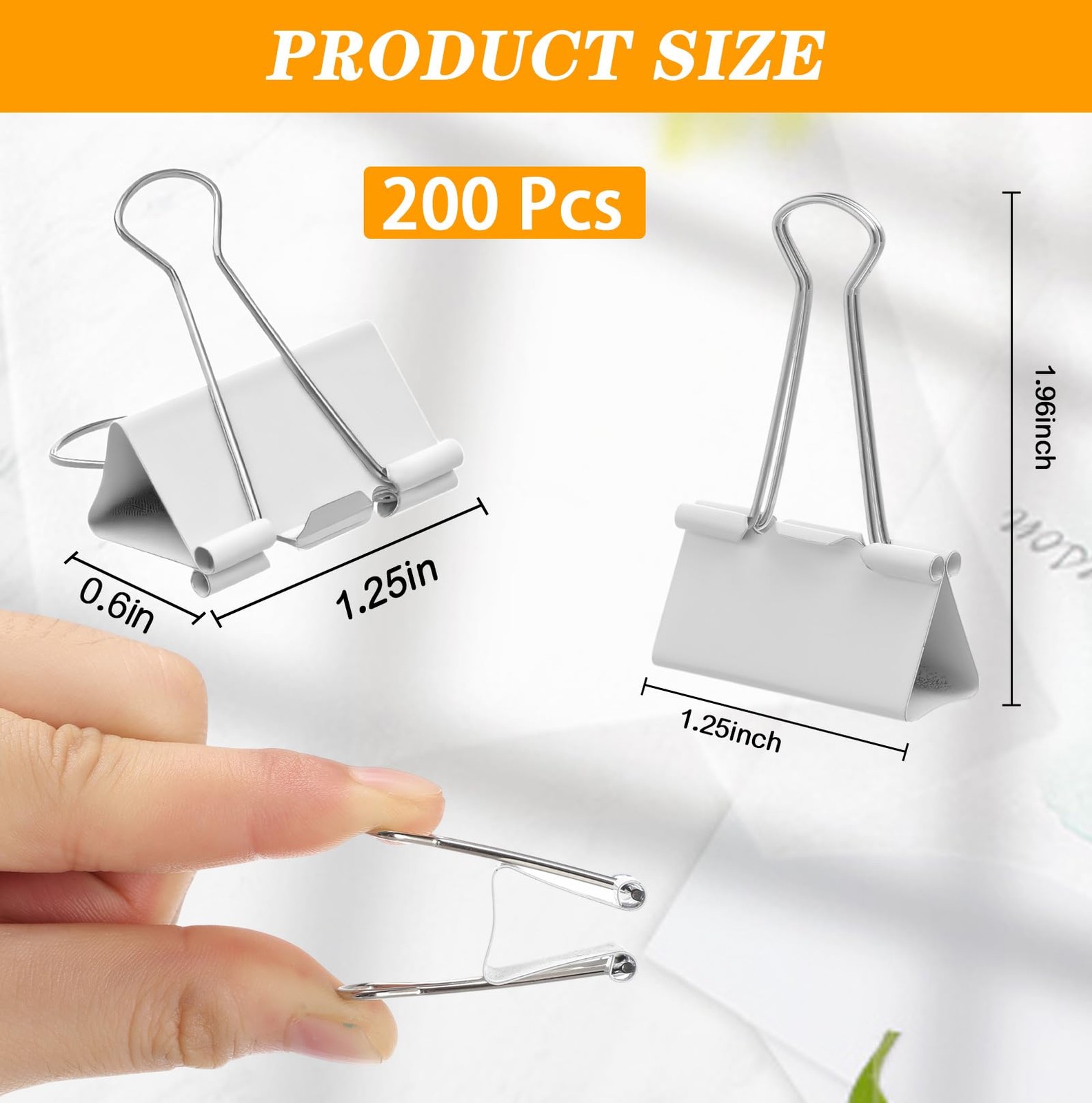 200 Pcs 1.25in/32mm White Metal Binder Clips Bulk Medium Reusable Fold Back B…