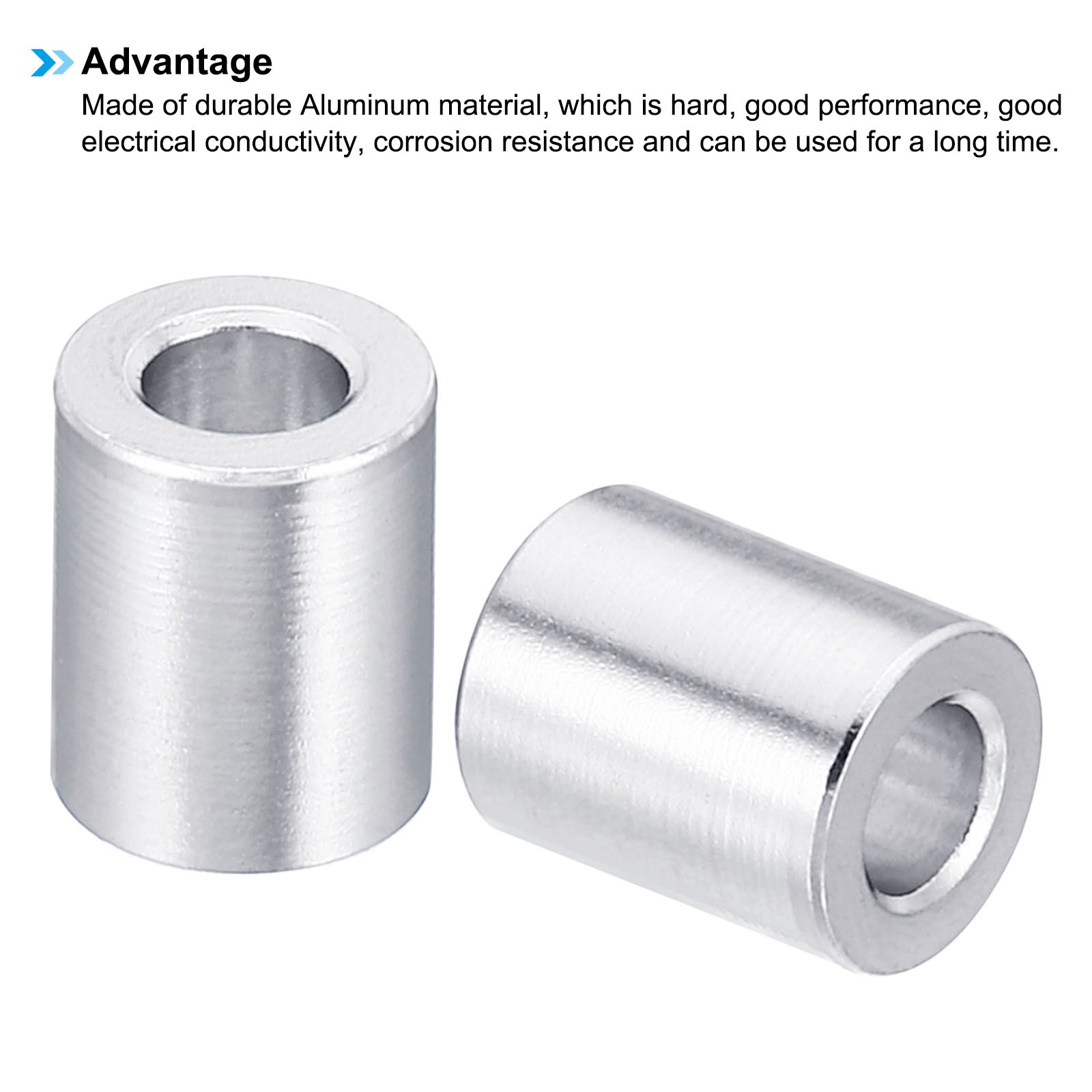 10pcs Round Aluminum Spacers 0.17″ ID x 0.31″ OD x 0.39″ L Spacer for M4 Bolt