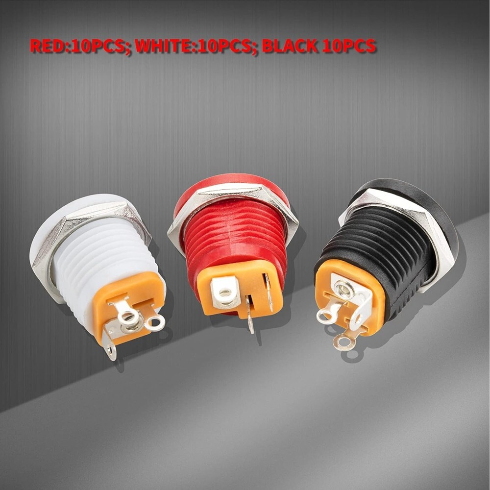 30 Pack Female DC Power Jack 5.5×2.1mm Panel Mount Connector 6V 9V 12V 24V C349