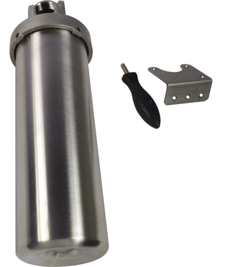 Heavy-duty Filter Housing for 10″ L Cartridges 1″ NPT w/ Bracket 304 SS