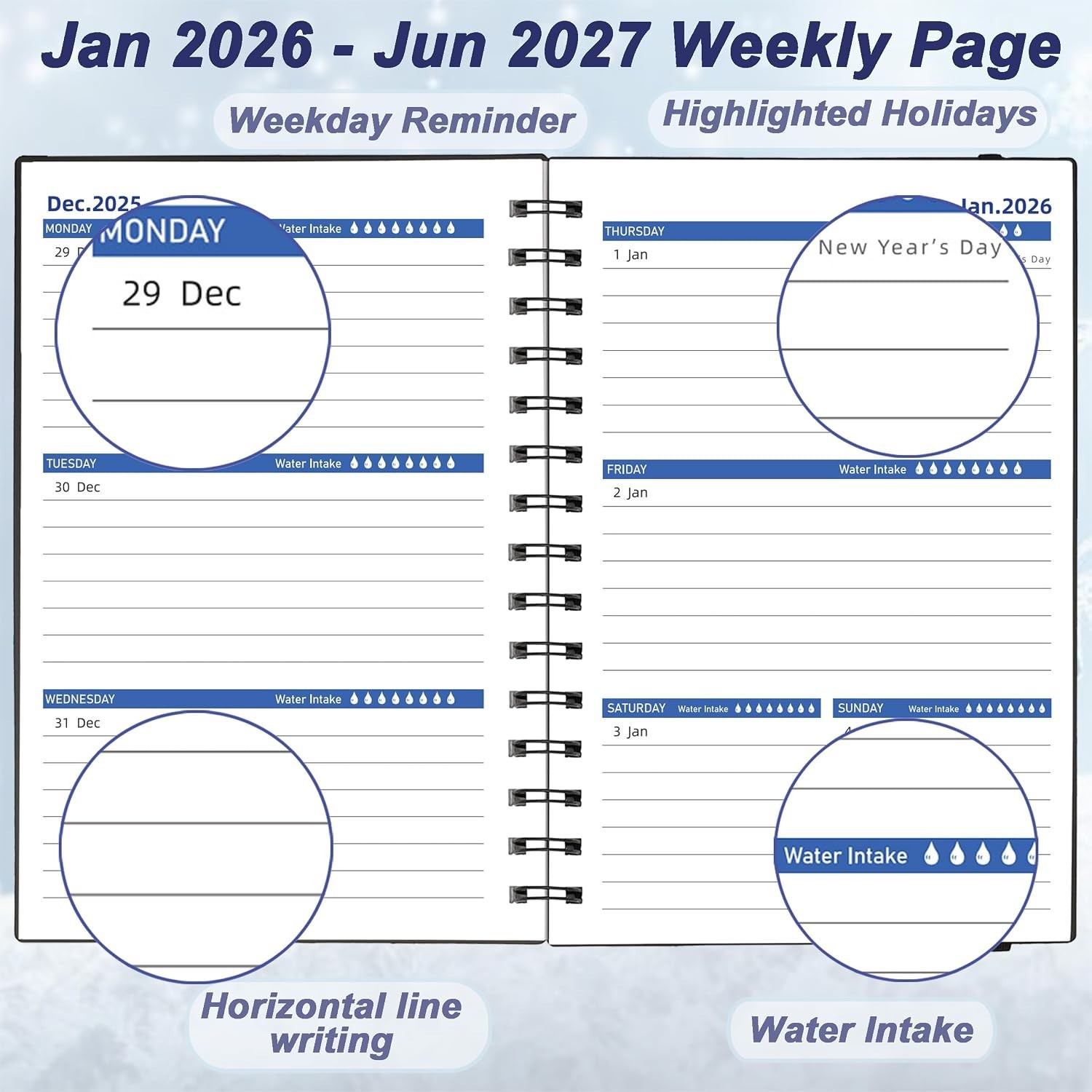 2026-2027 A5 Daily Planner: Spiral-bound Weekly & Monthly Organizer in Black