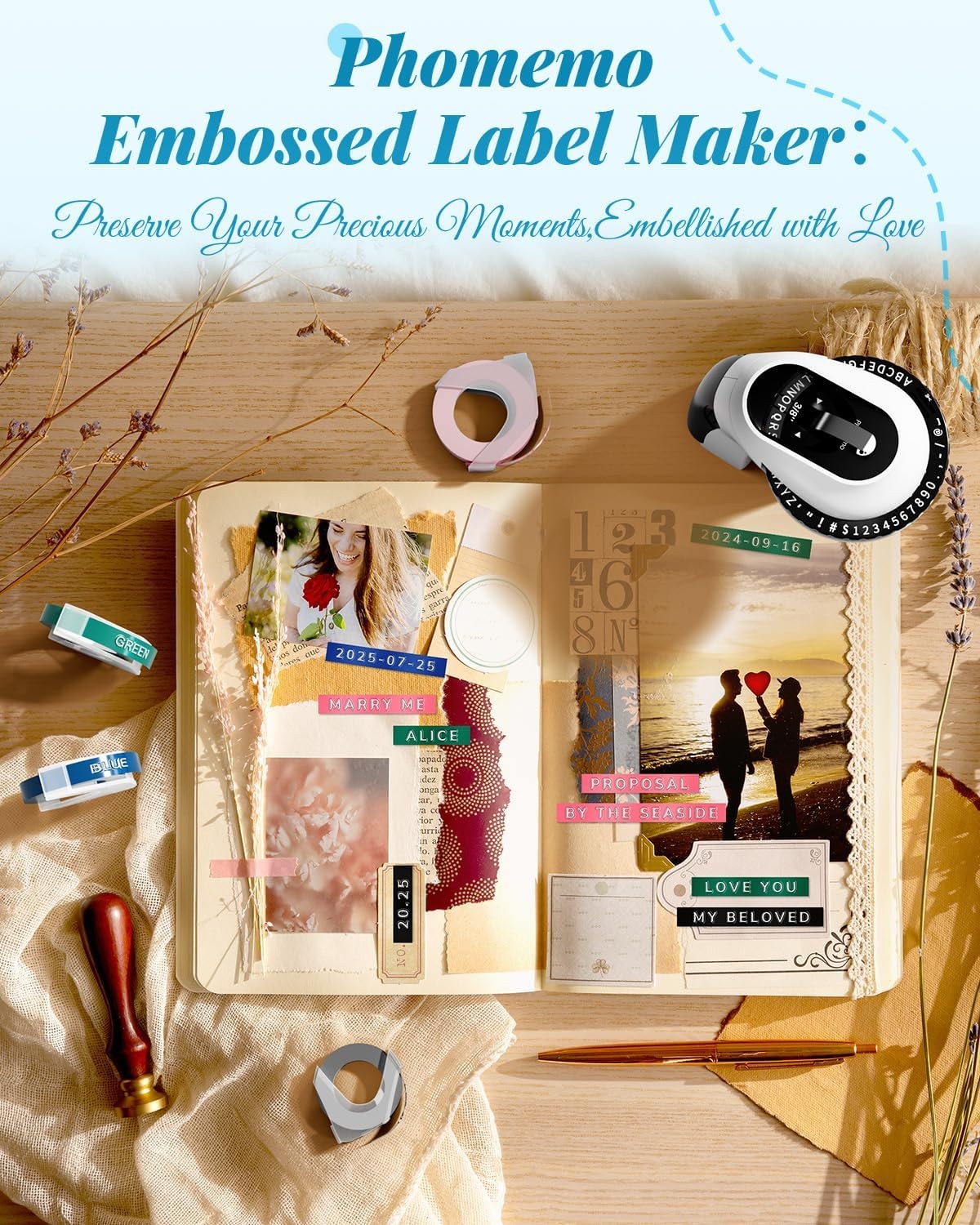 Phomemo Embossing Label Maker with 6 Label Tapes for DYMO Xpress Label Maker