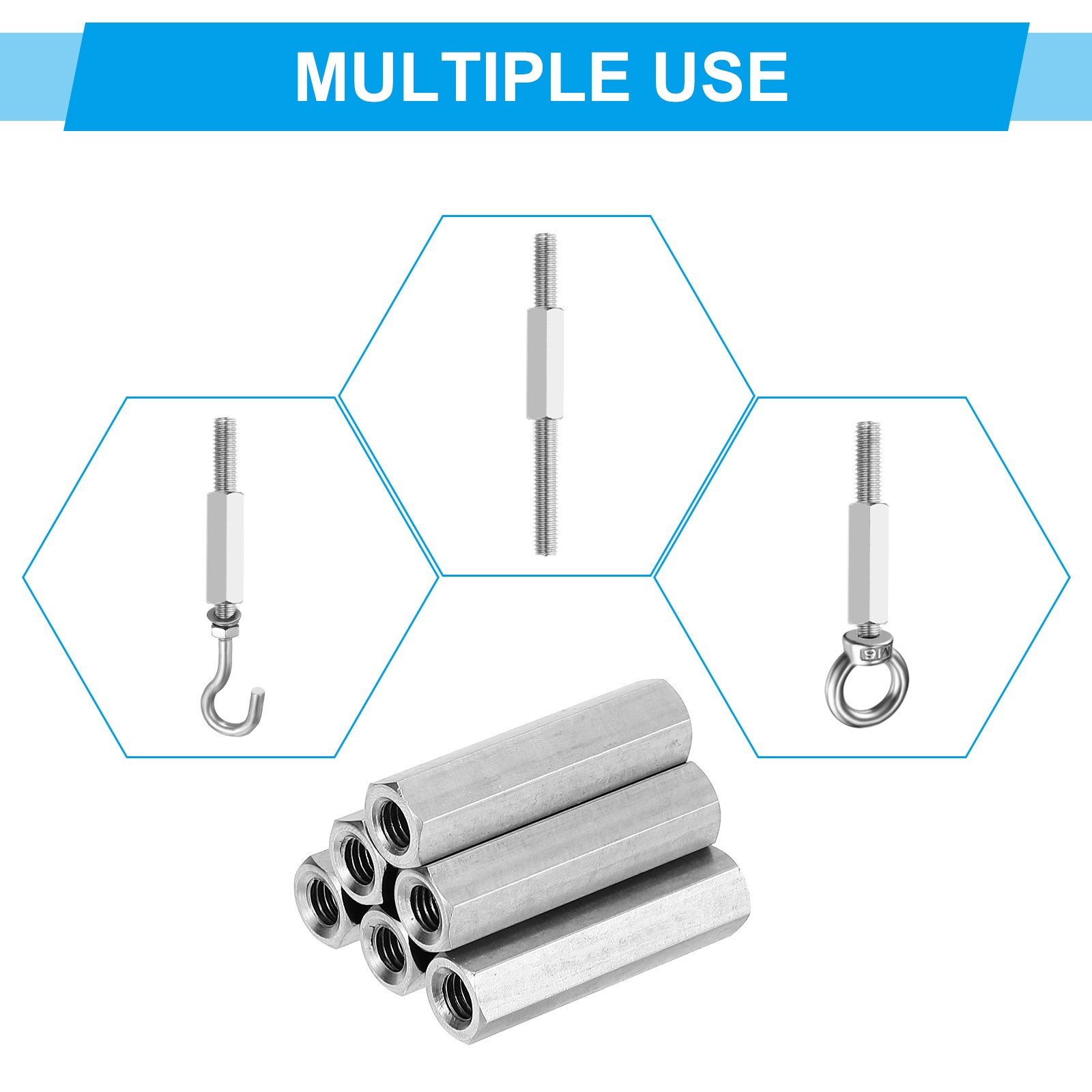 10Pcs 3/8″-16 UNC Hex Coupling Nuts 1.13″ Long Fully Threaded Rod Coupling Nut