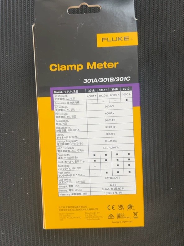 1PC New Fluke 301C Digital AC Clamp Meter Voltage Multitester