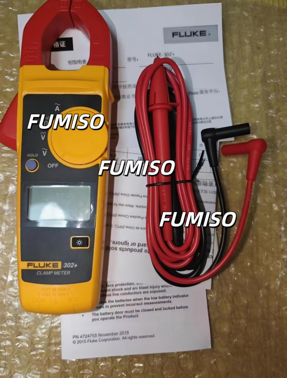 FLUKE Handheld 302+Digital Clamp Meter Tester AC / DC Volt Amp Multimeter