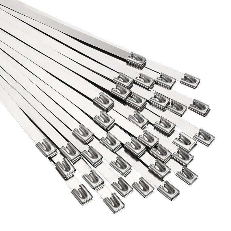 100 Pcs 150*4.6mm 304 Stainless Steel Metal Exhaust Wrap Locking Cable Zip Ties