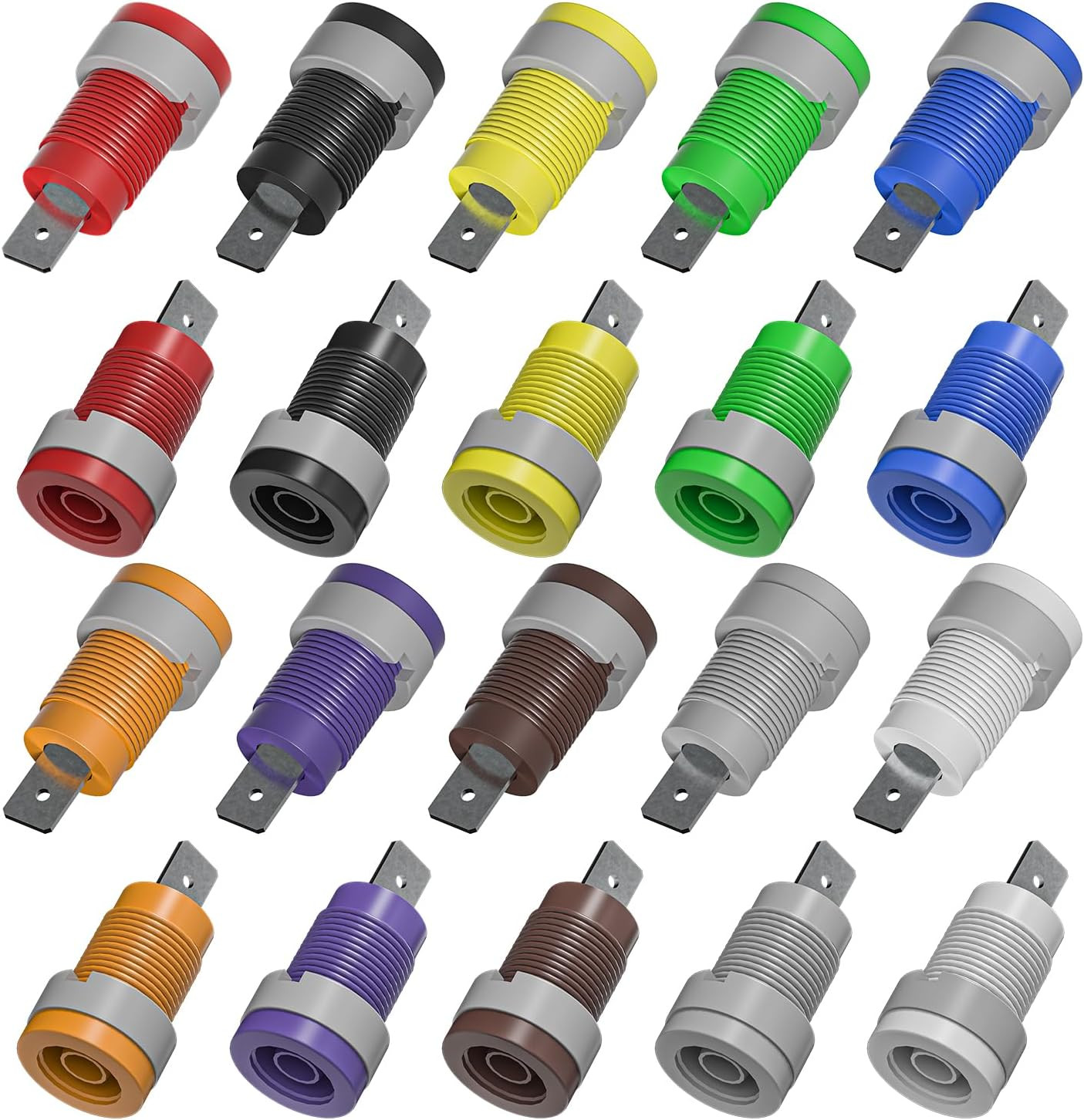 20PCS 4Mm Banana Female Jack Panel Mount Socket Binding Post Adapters Ten Colors