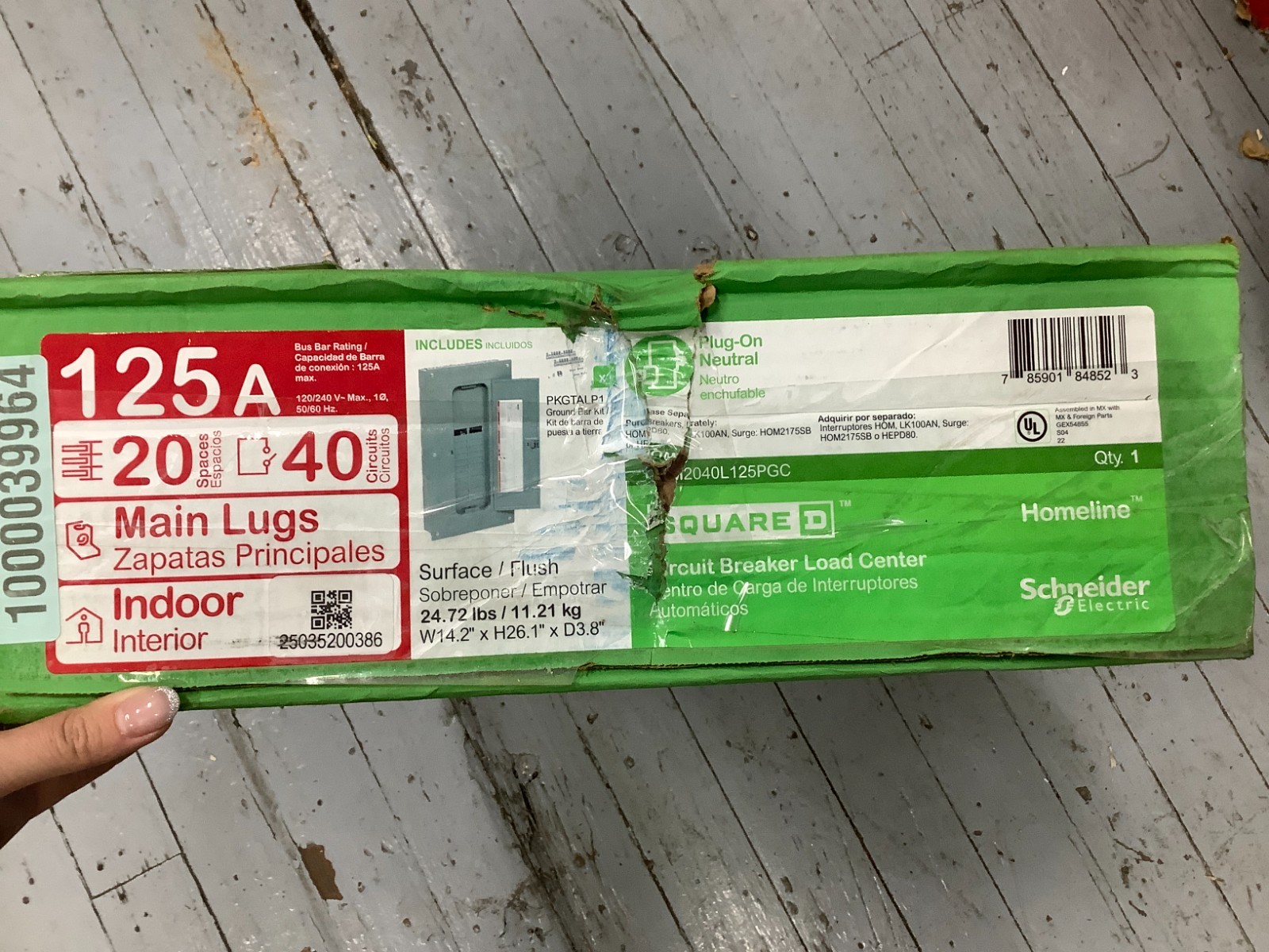 Square D Homeline 125A 20-SPC 40-Circuit Main Lug Plug-On Neutral Panel