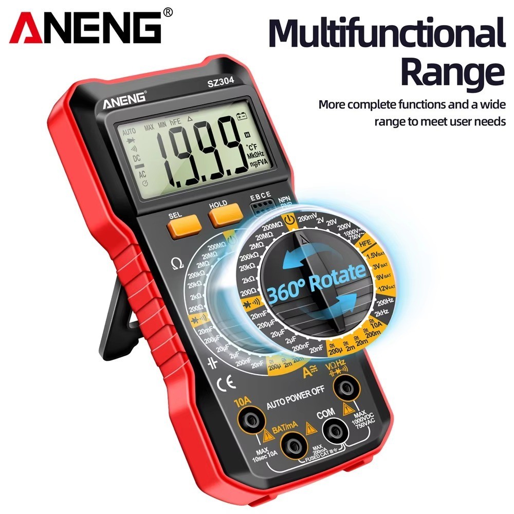Digital Multimeter AC DC Voltmeter Ammeter Ohmmeter Volt Tester Meter With BATTs