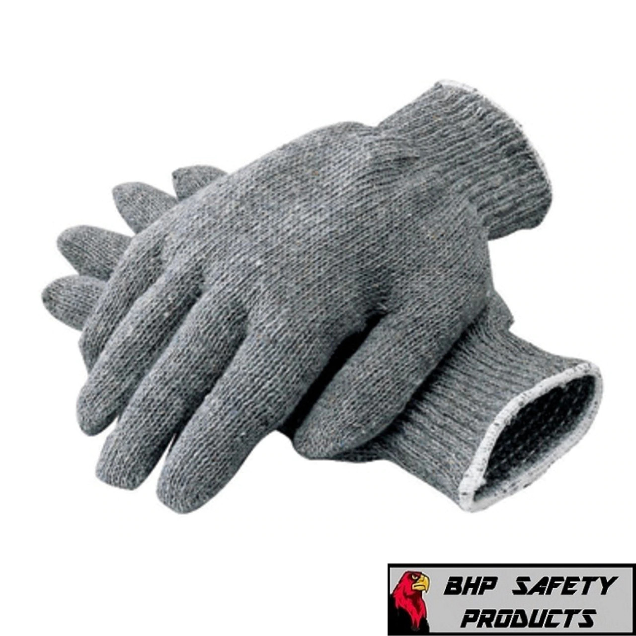 12 PAIR 1 DOZEN GRAY STRING KNIT POLY COTTON WORK GLOVES PAIRS GREY LARGE L
