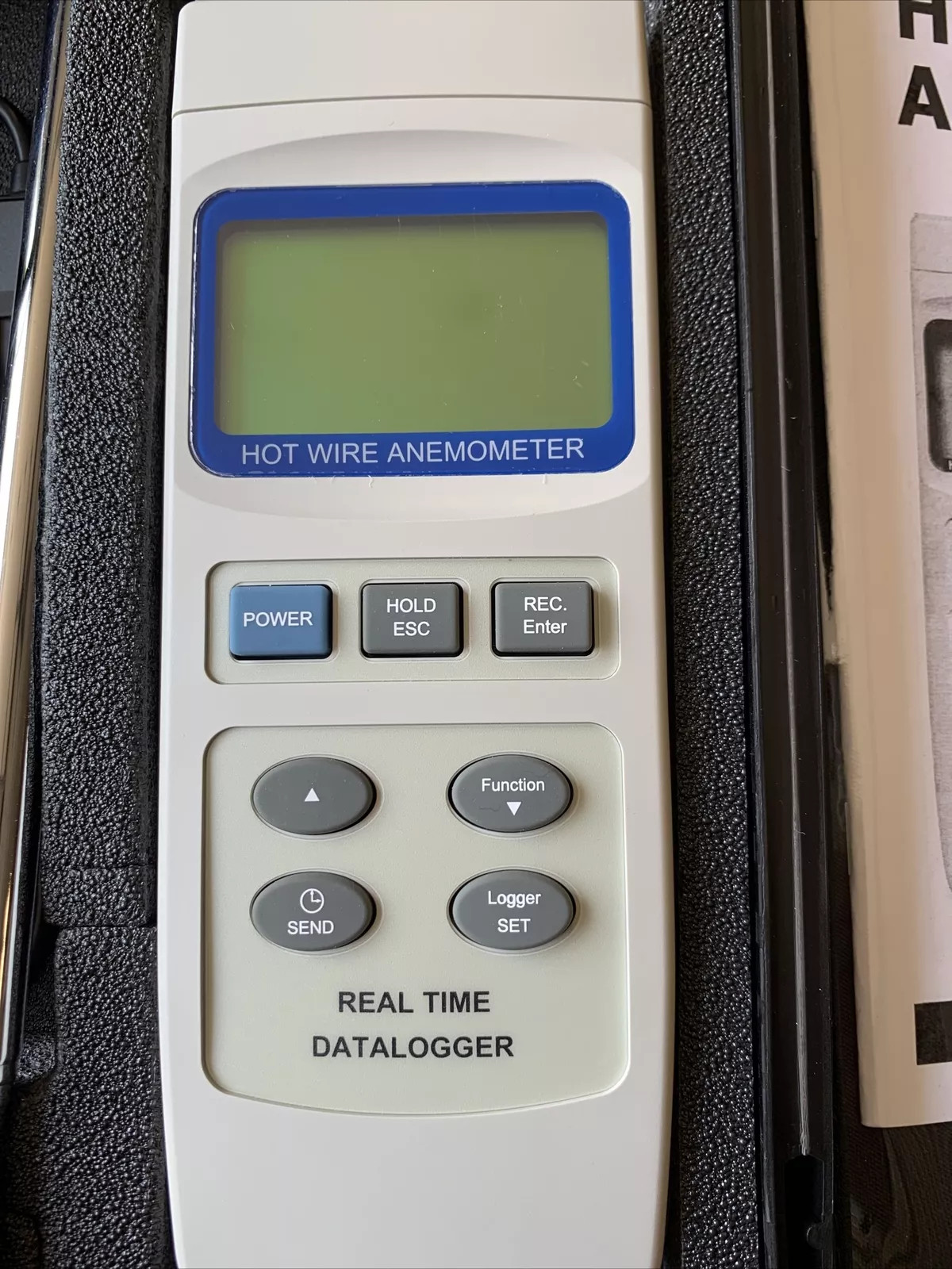 Datalogging Hot Wire Air-Flow Volume Anemometer with Type K/J Thermocouple Port
