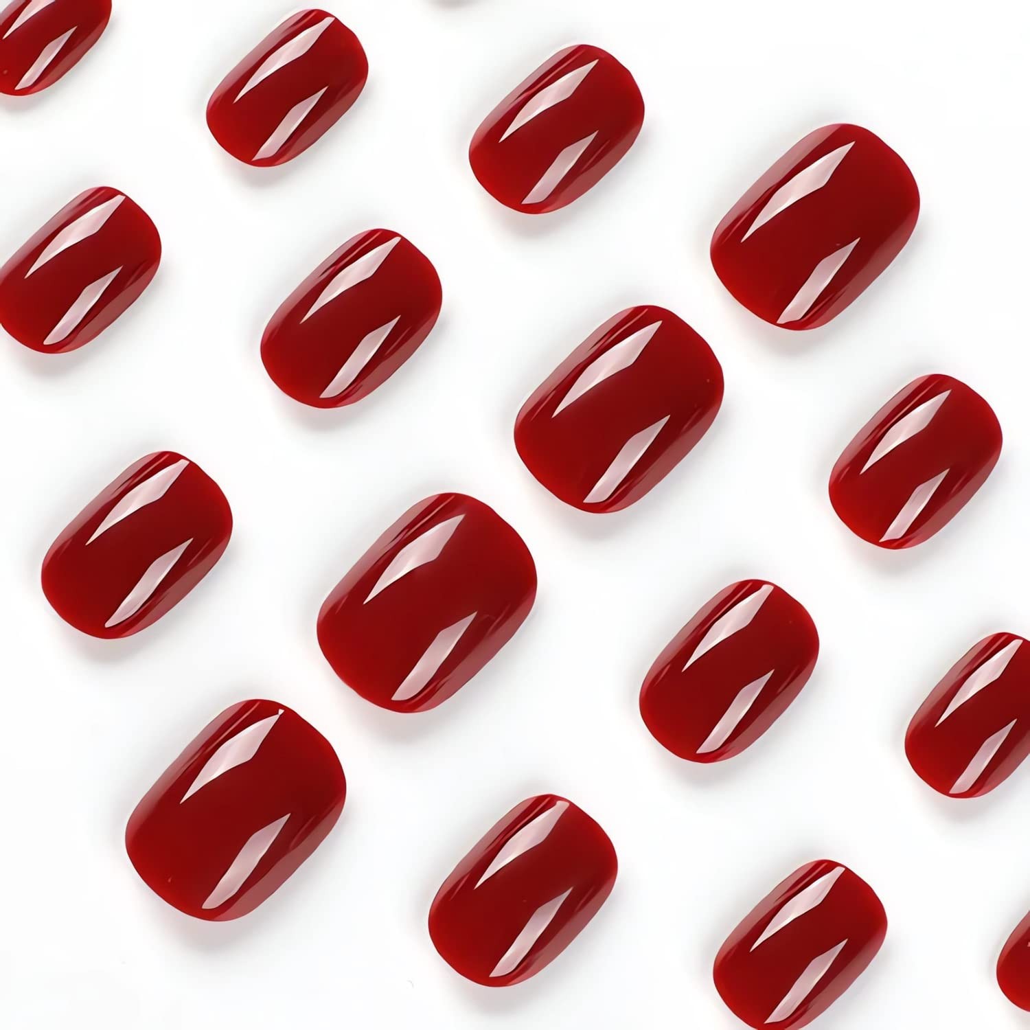 Square Press on Nails Short Fake Nails Red False Nails HJKDSFD Acrylic Artificia