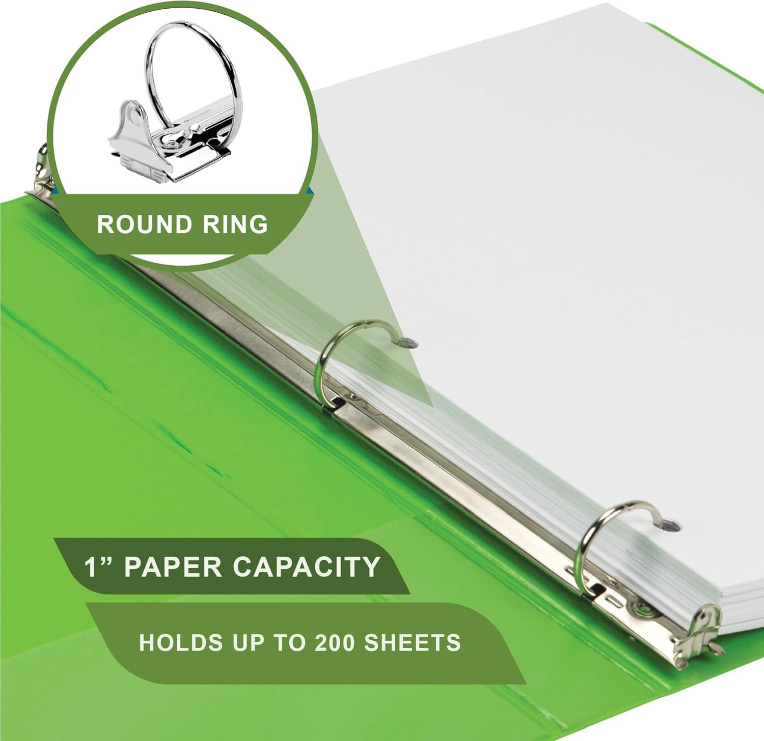 Plant-Based 1 Inch Durable round Ring, View Binder, Eco-Friendly, USDA Certified
