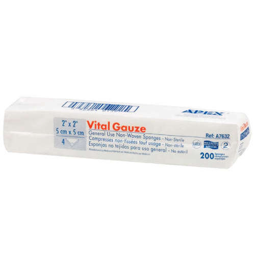 Vital Gauze 2″ x 2″ 4-ply Non-Sterile Sponge, Case of 8000