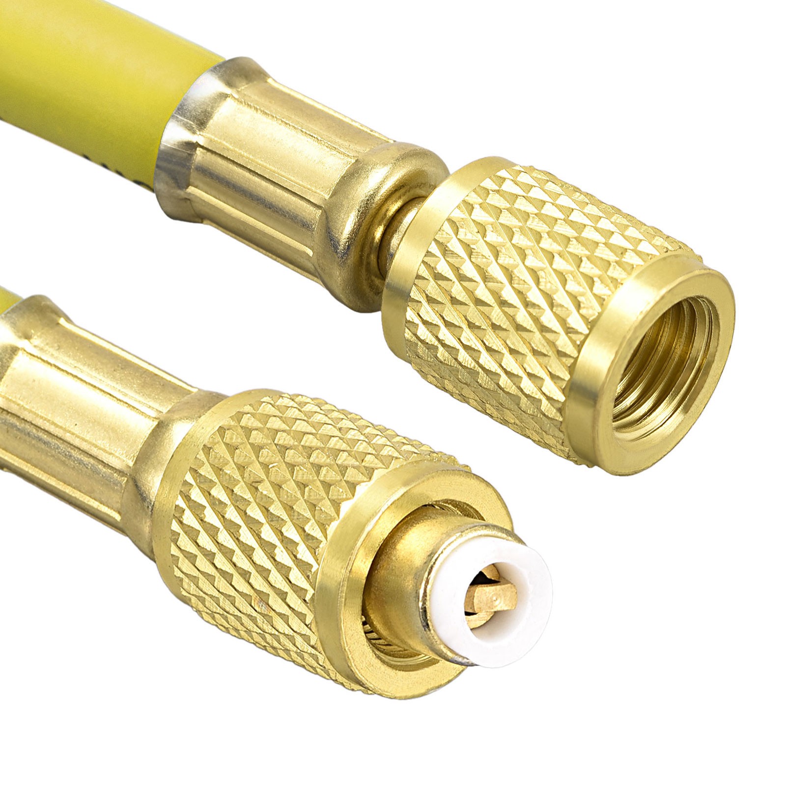 1/4 SAE Flare AC Refrigerant Charging Hoses 2.95Ft Length 500PSI Thread Yellow