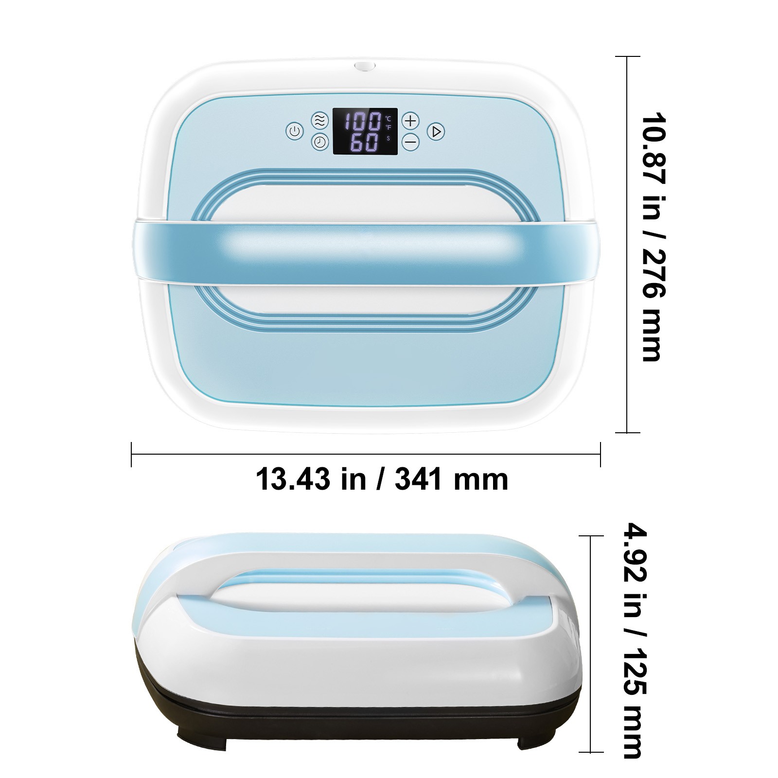 Heat Press Machine 12 x 10 in Portable Heat Transfer Machine Blue+White