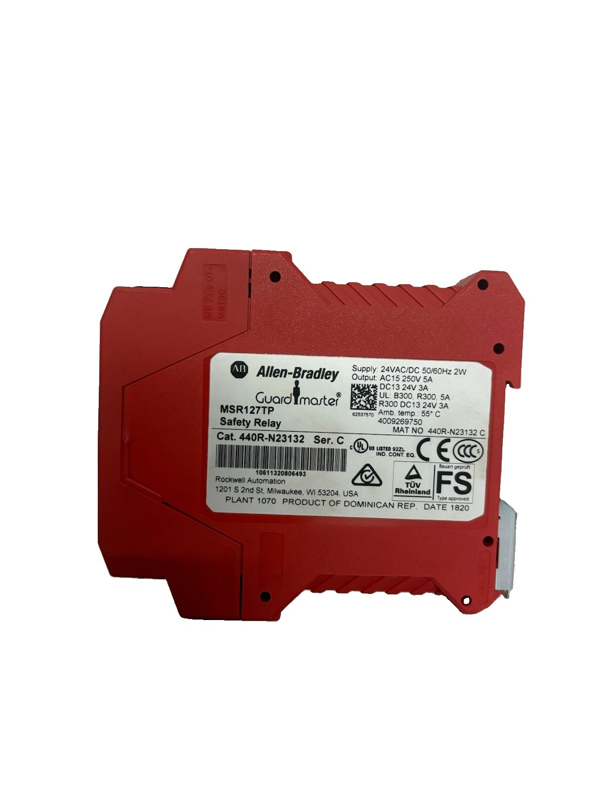 Allen-Bradley 440R-N23132 /C Guard Master MSR127TP Safety Relay 24VAC 24 VDC 2W