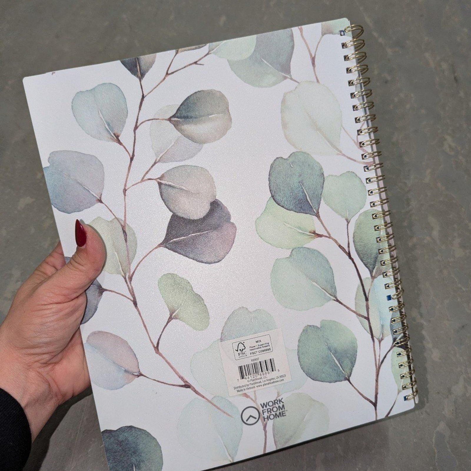 Work from Home Monthly Weekly Large Planner – Green Leaves NWT 9″ X 11″