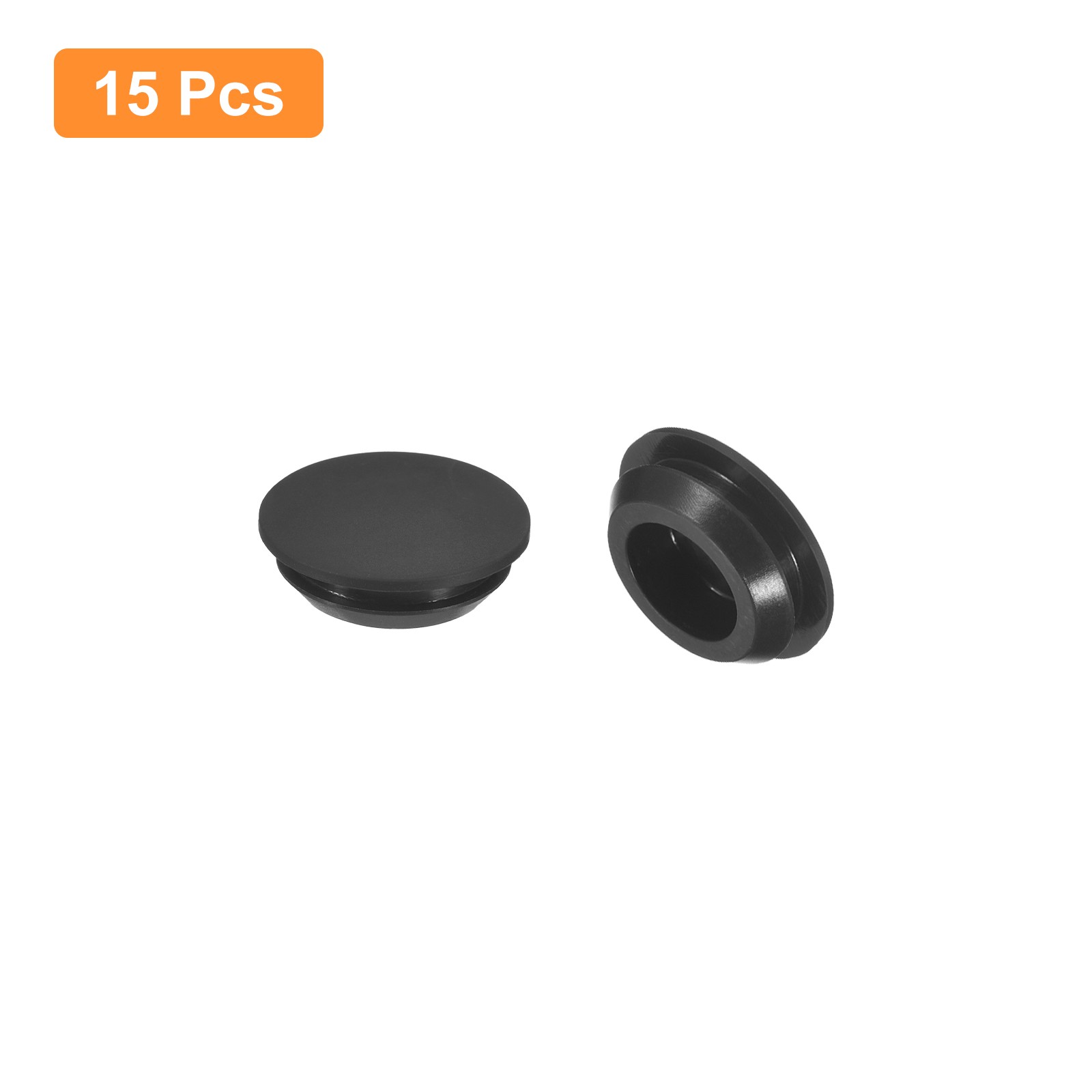 15Pcs Silicone Plugs Rubber Round Hole Plugs for 15.5-17mm Hole Black