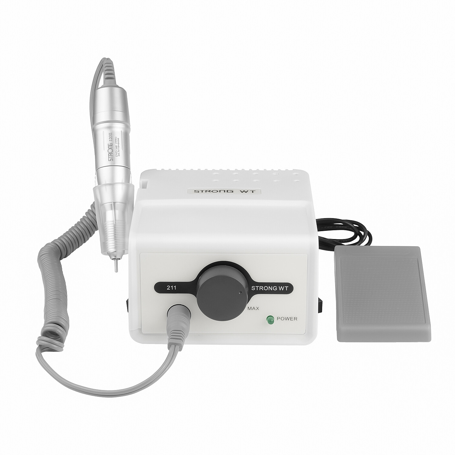 STRONG211 Micro Motor Electric Nail Drill Machine &35000RPM Handpiece 120 Silver