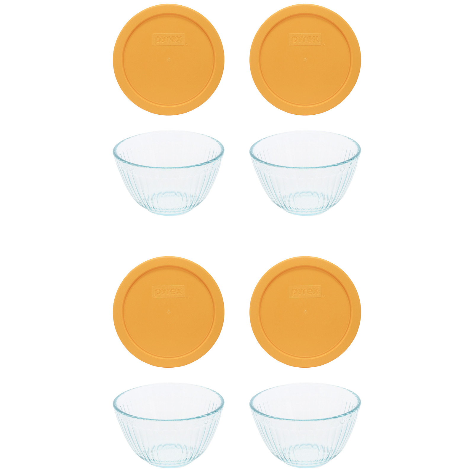 Pyrex 7401 3-Cup Sculpted Glass Mixing Bowl & 7401-PC 3 Cup Lemon Drop Yellow L