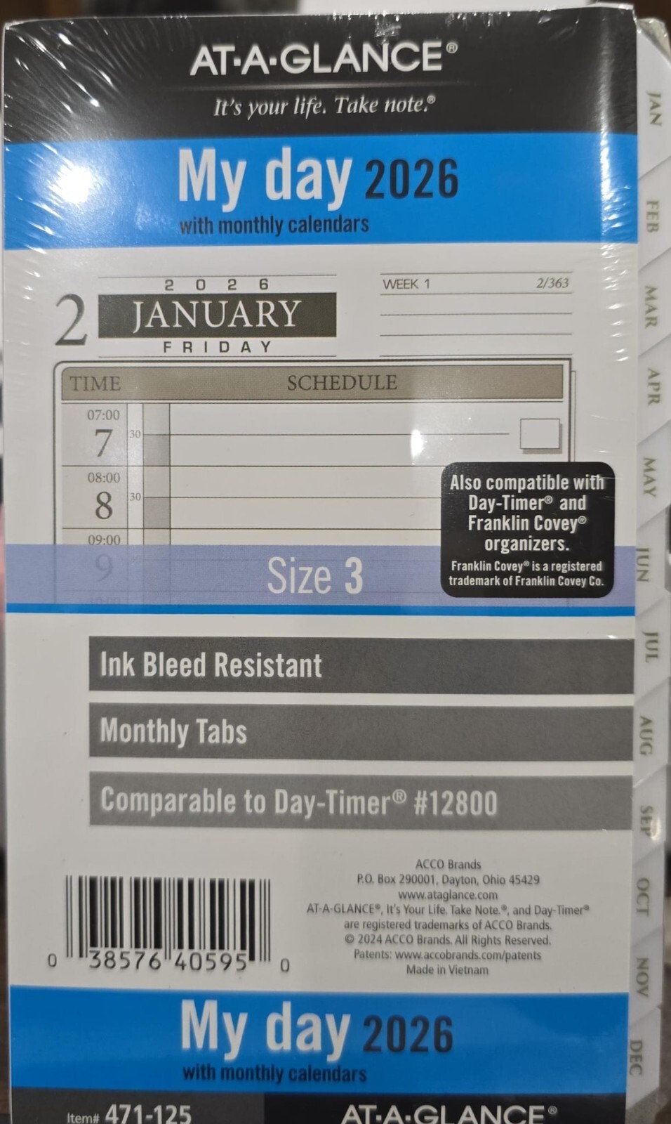 AT-A-GLANCE Daily & Monthly 2026 Planner 3.75″ x 6.75″ Portable Size 3