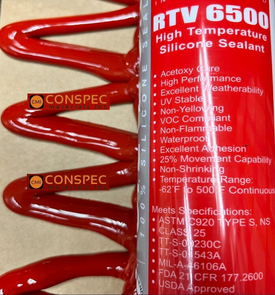 Lot of TWO cartridges ~ Silco RTV 6500 High Temp RED Silicone 10-oz