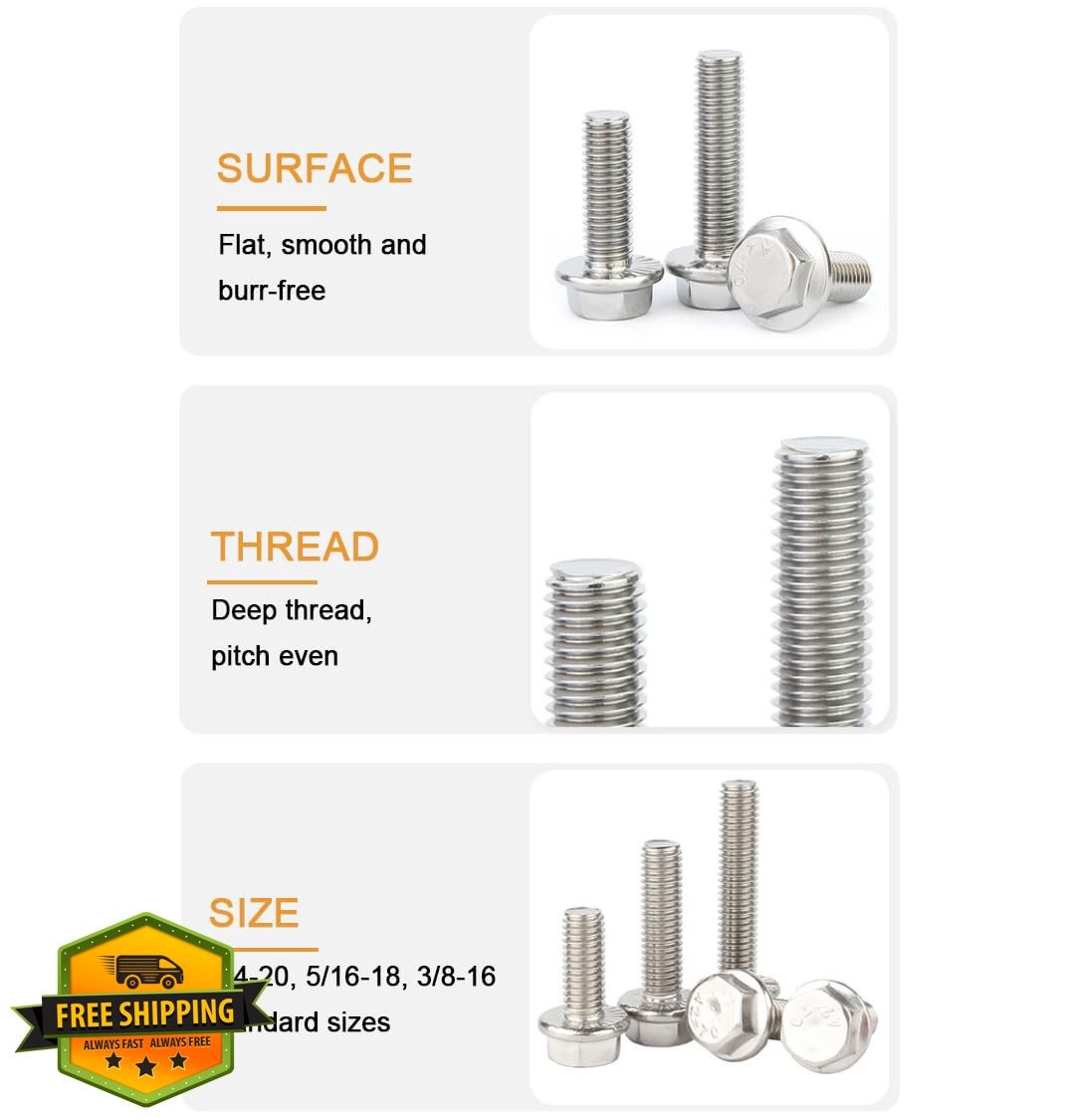 binifiMux 5/16″-24 x 1-1/4″ Flange Bolts 10pcs