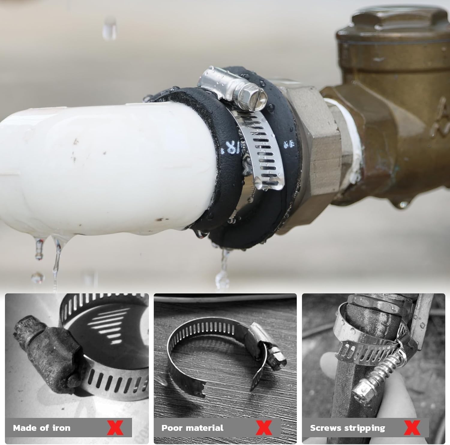 175 abrazaderas de manguera de acero inoxidable, surtido ajustable de 6 a 51 mm