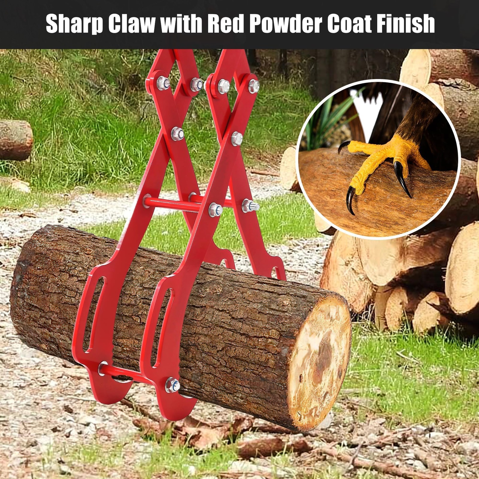 Log Lifting Tongs ,18″/28″/36″ 4-Claw Heavy-Duty Steel Log Grabber Logging Tongs