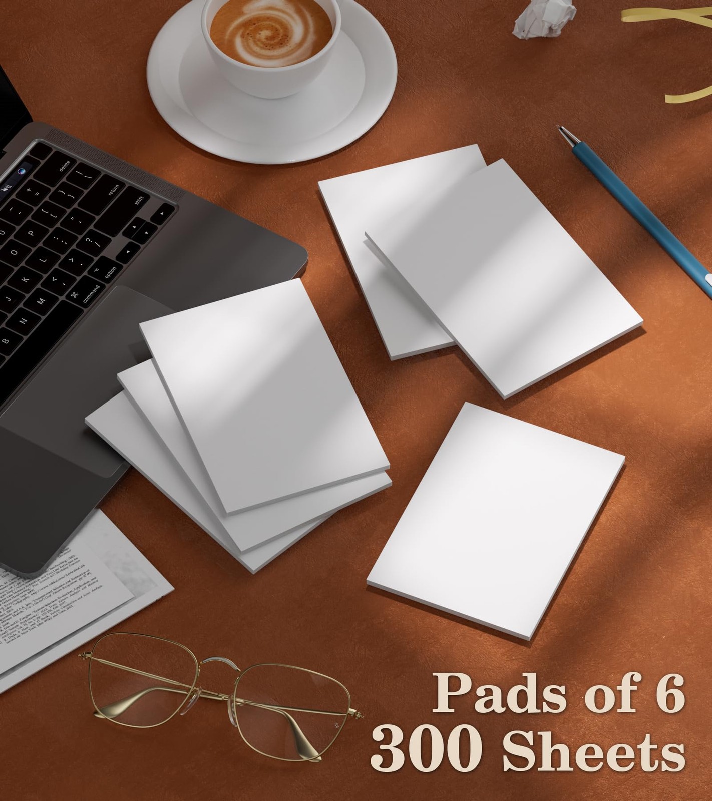 Notepads 4×6 – Blank Memo Pads – 50 Sheets per Notepad – Set of 6, Small Writ…