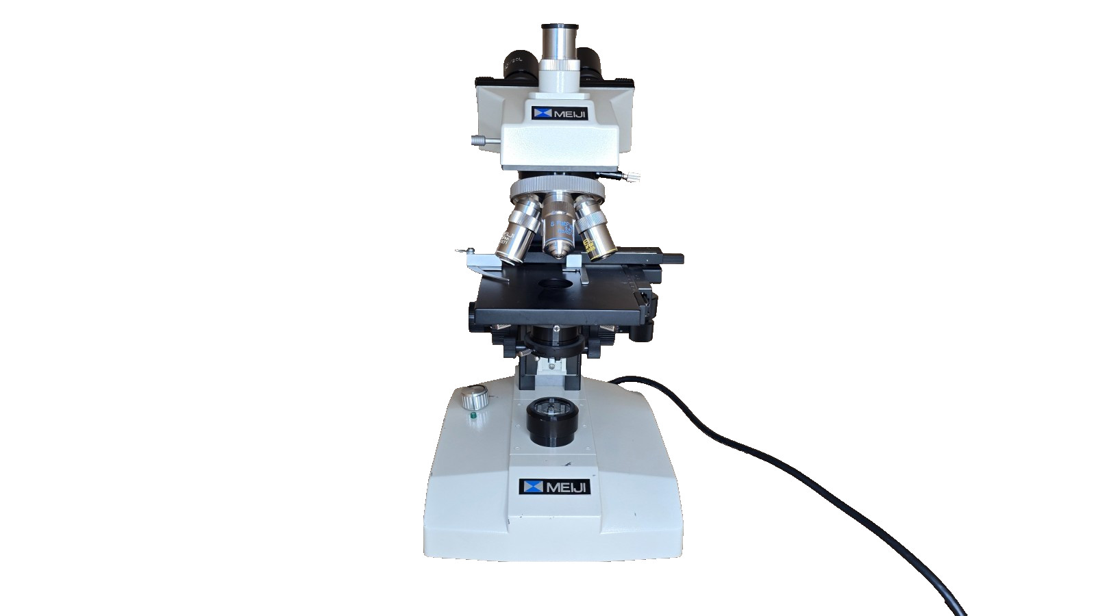 Meiji ML2000 Binocular Microscope 4x 10x 40x 100x Japan Mechanical Stage #21