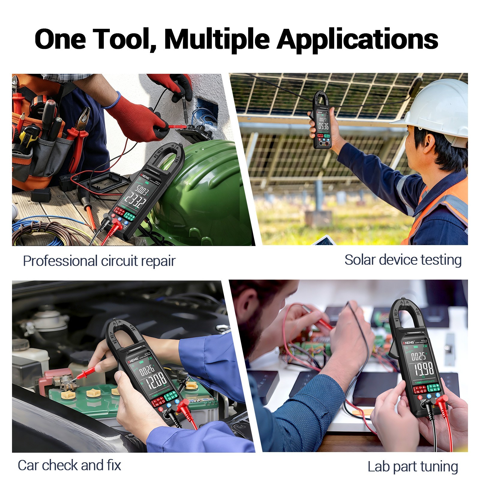 ANENG ST212 Clamp Meter Digital Multimeter Professional T-RMS 400A AC/DC Tester