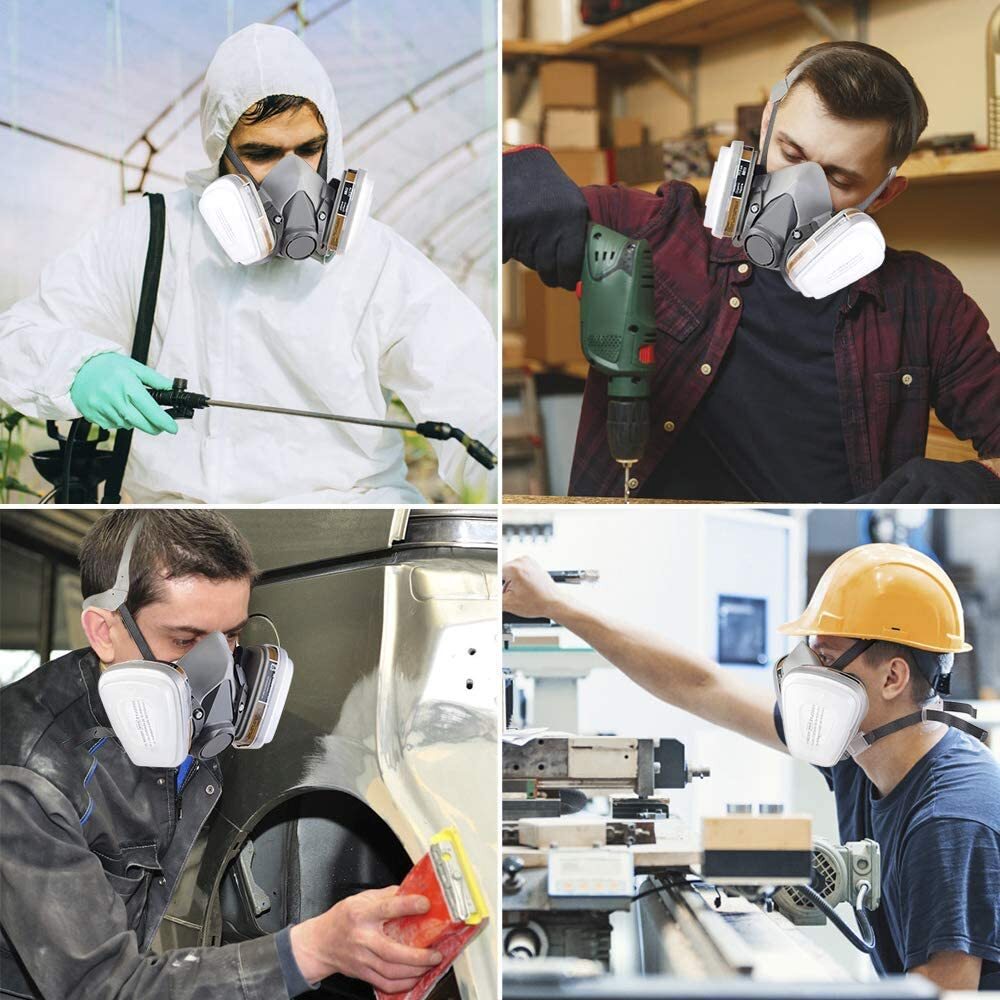 7in1 Half Face Gas Mask Facepiece Spray Painting Respirator Safety Suit For 6200