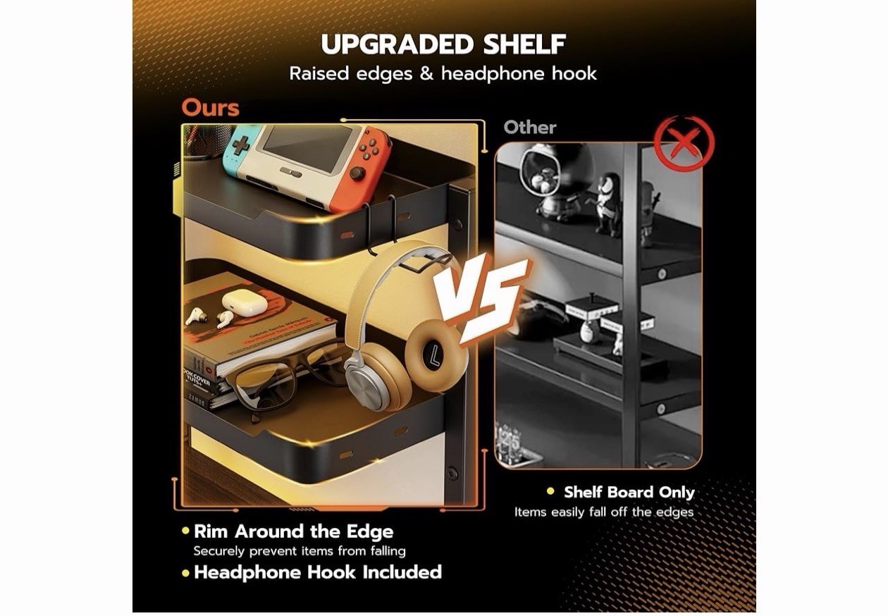 ARES WING 2-Tier Clamp-On Metal Desktop Organizer Shelf 18.1in x 8.7in GOG1004BK