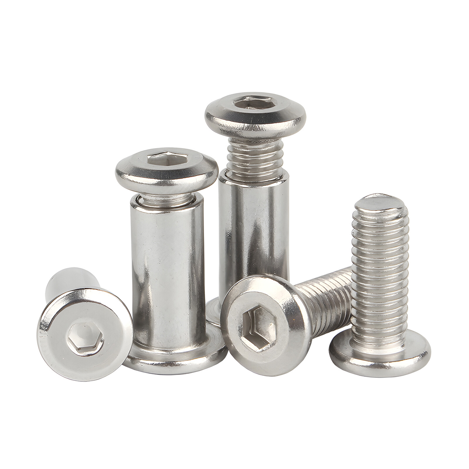 FURNITURE CONNECTOR BOLTS & CAP NUTS, FLAT HEAD ALLEN KEY SCREWS STAINLESS STEEL