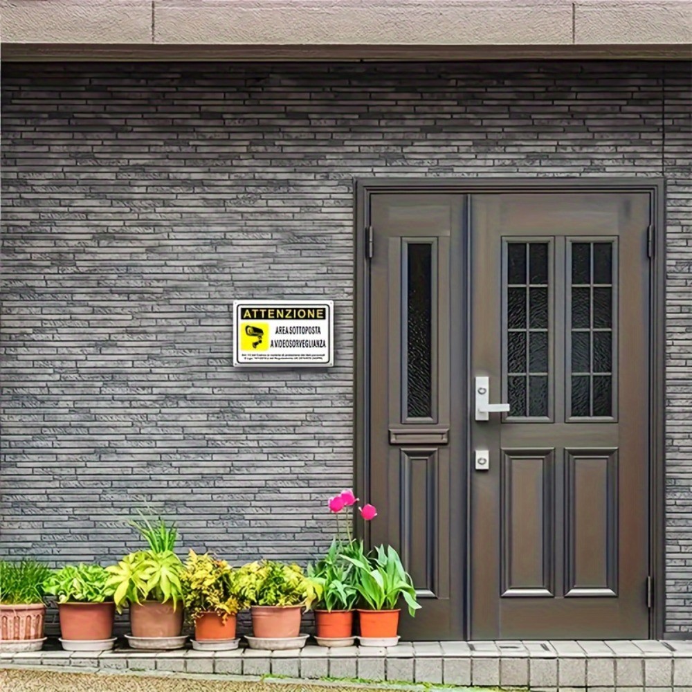 Aluminum Safety Sign Wall Mounted Bilingual For Home Business Monitoring