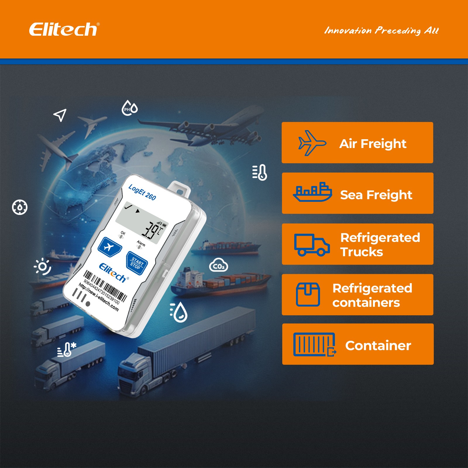 Elitech RCW-360 Plus WiFi Temperature Data Logger Internal Sensor Temp Recorder