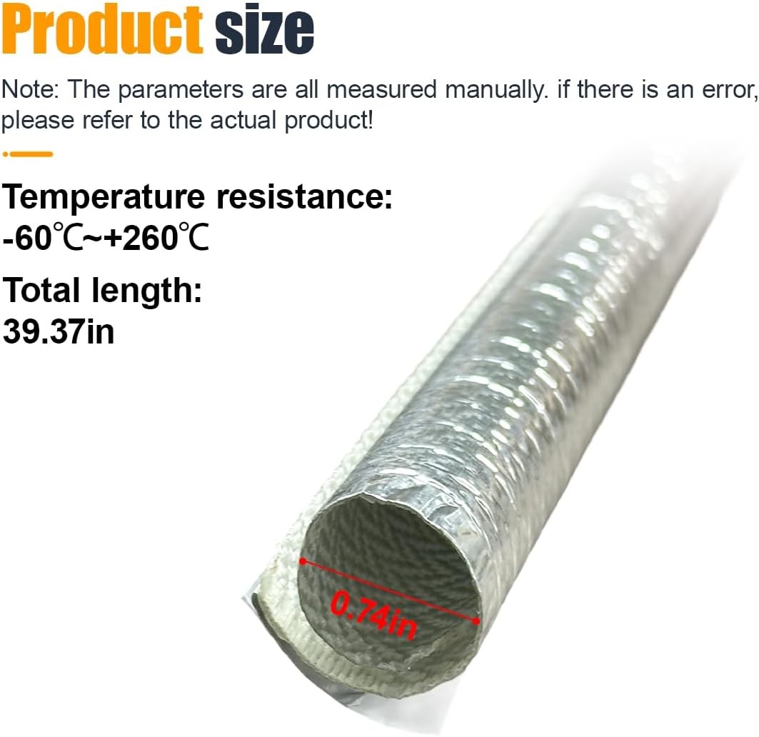 3/8″ Self-Closed Aluminized Sleeve Heat Shield Protection Sleeve for Hoses 78»