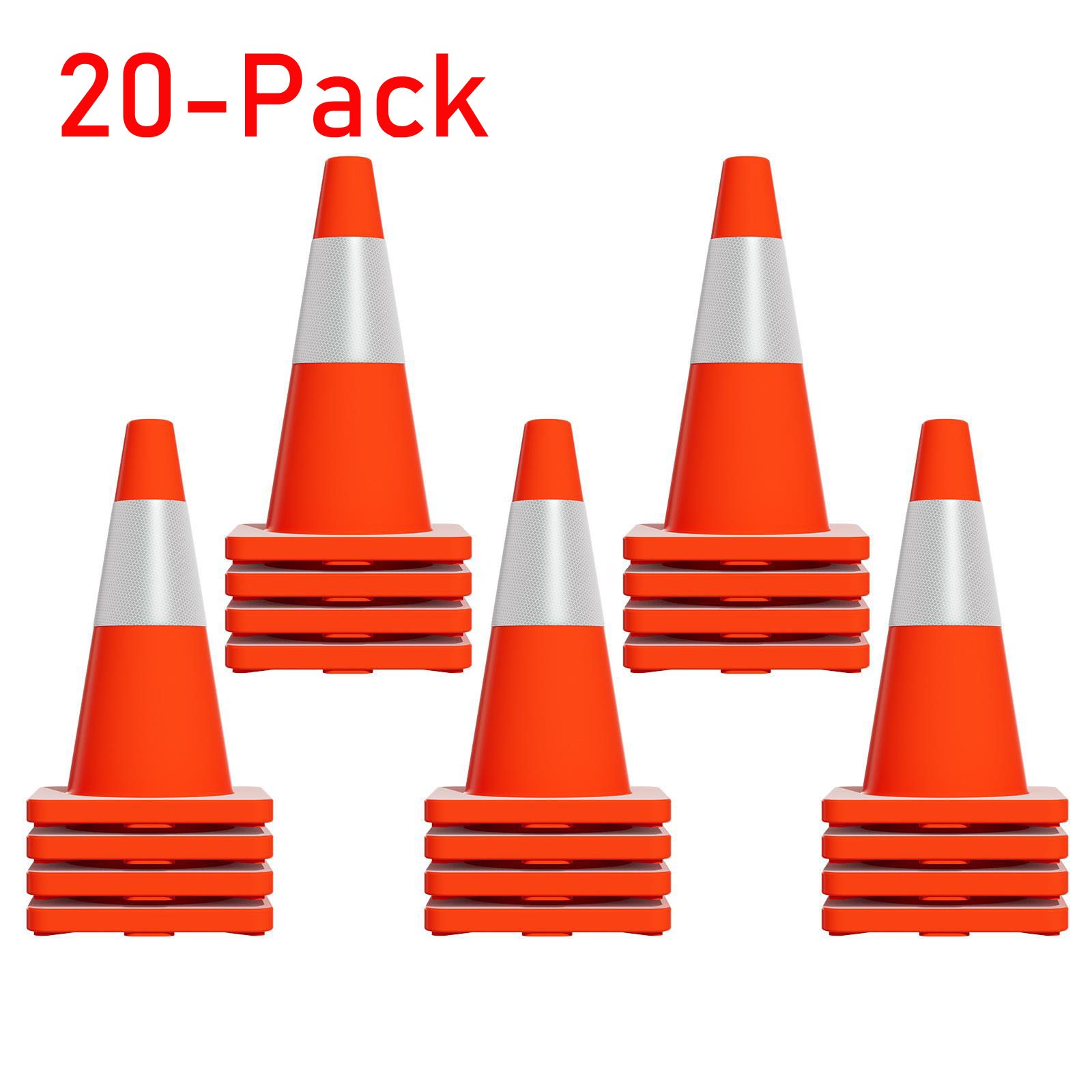 20 PACK 18″ Heavy Duty Traffic Safety Cones,2.97lbs Weight,W Reflective Collar