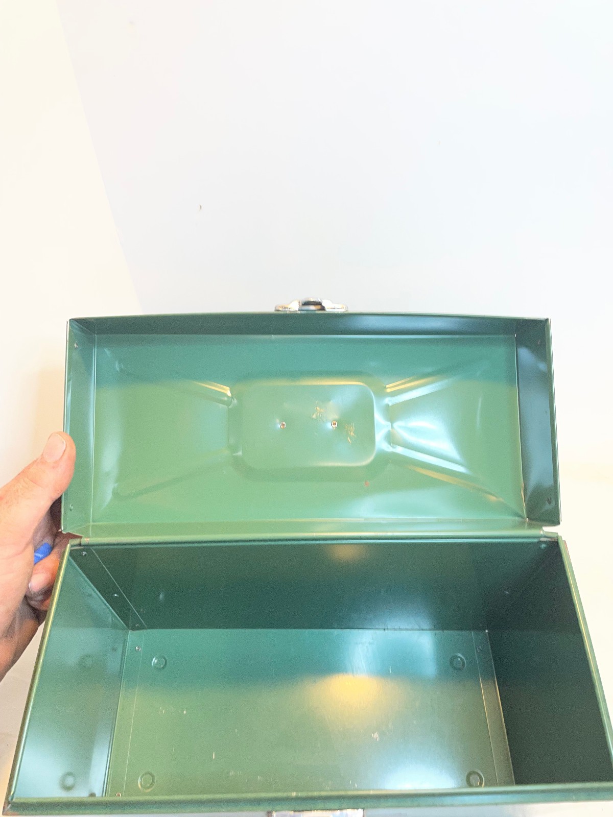 Vintage File A Way Personal Metal Storage Case Box Green No Key
