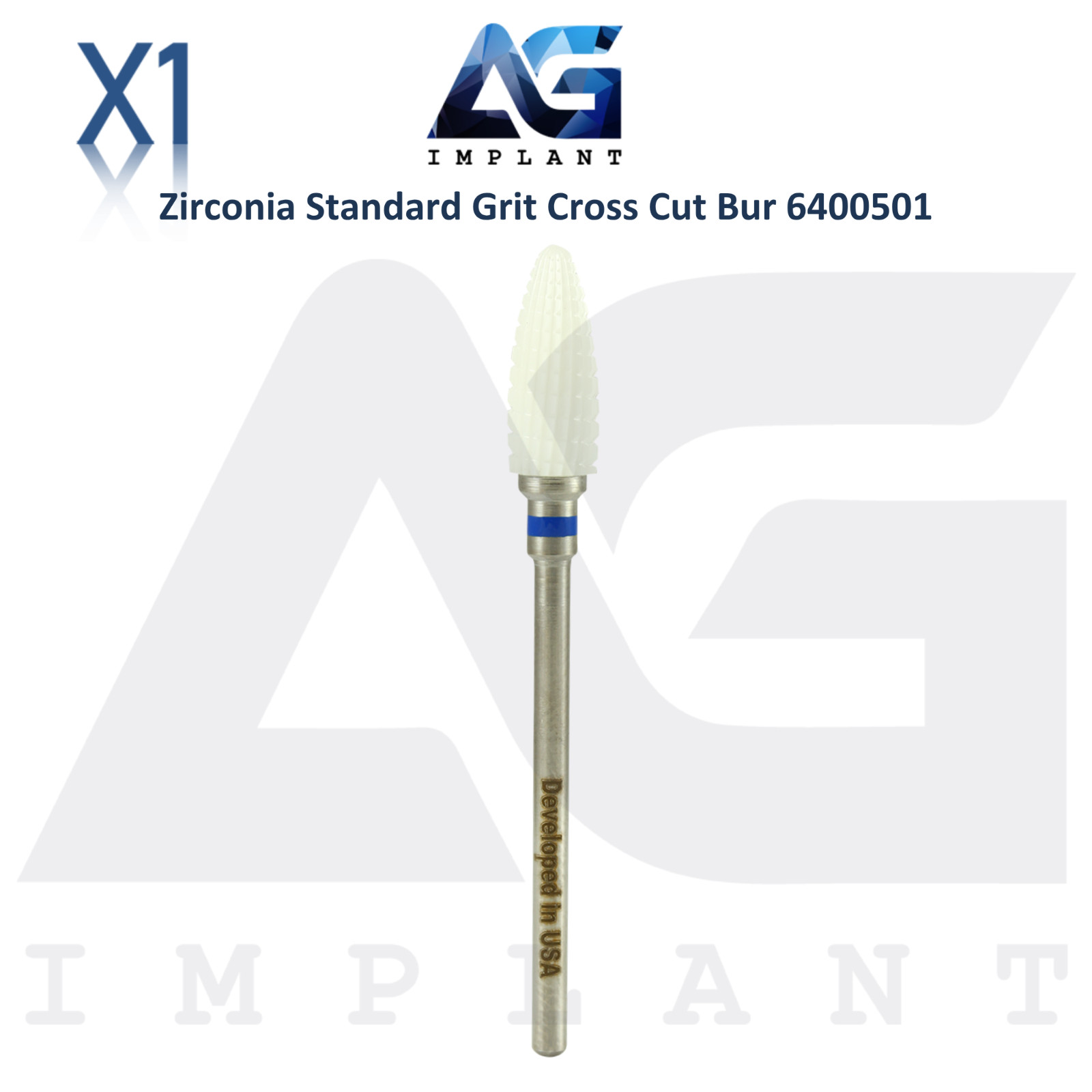 Dental Wilson Cross Cut Bullet Standard White Zirconia Bur Ø6.0×14.5mm 6400501