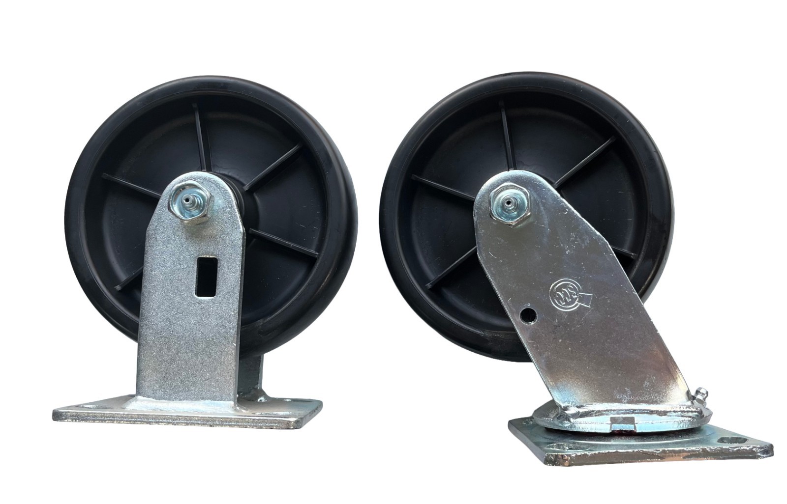 6″ x 2″ Heavy Duty Polyolefin Casters 700lb/ea (2 Rigid & 2 Swivel)